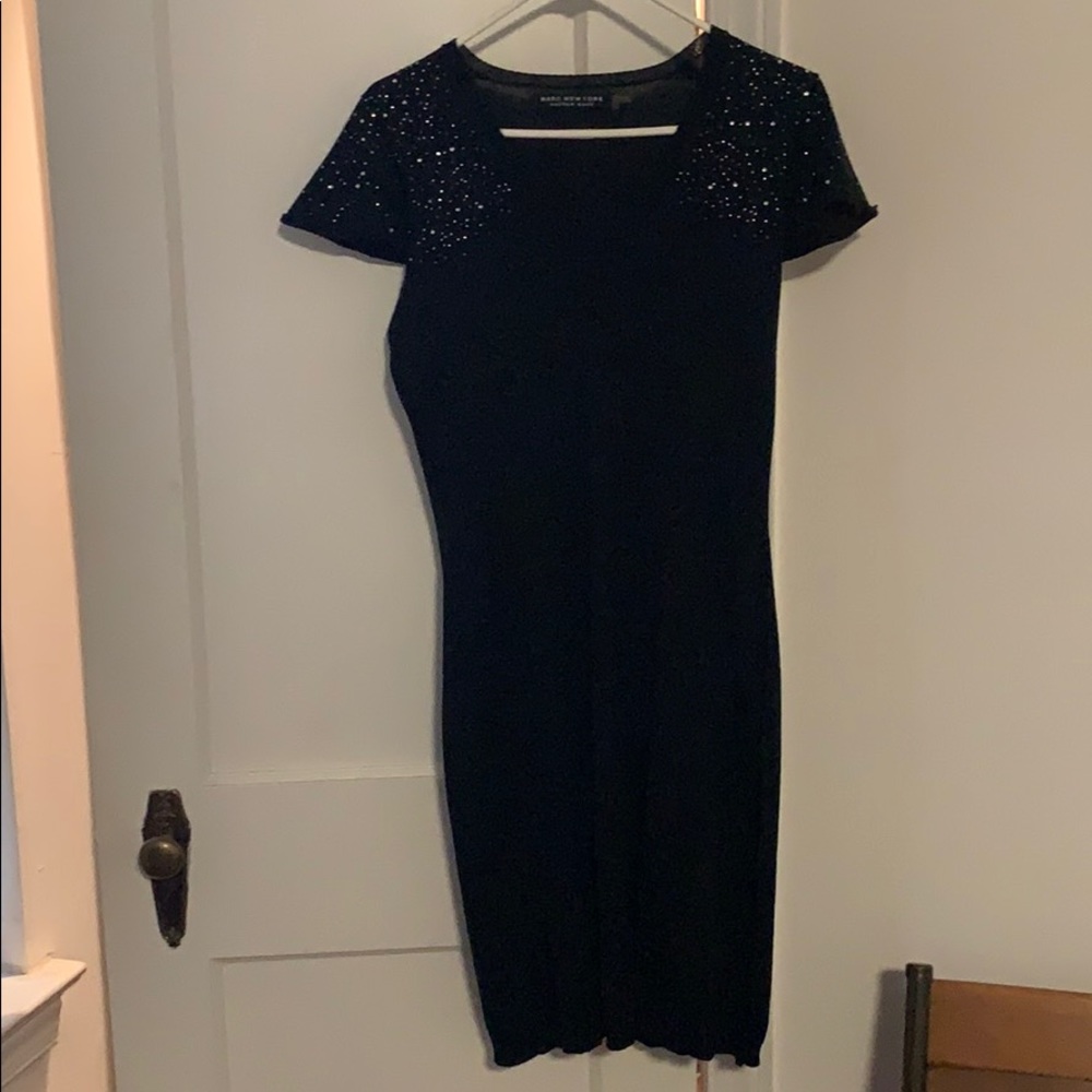 Marc New York Crystal Embellished V-Neck Dress